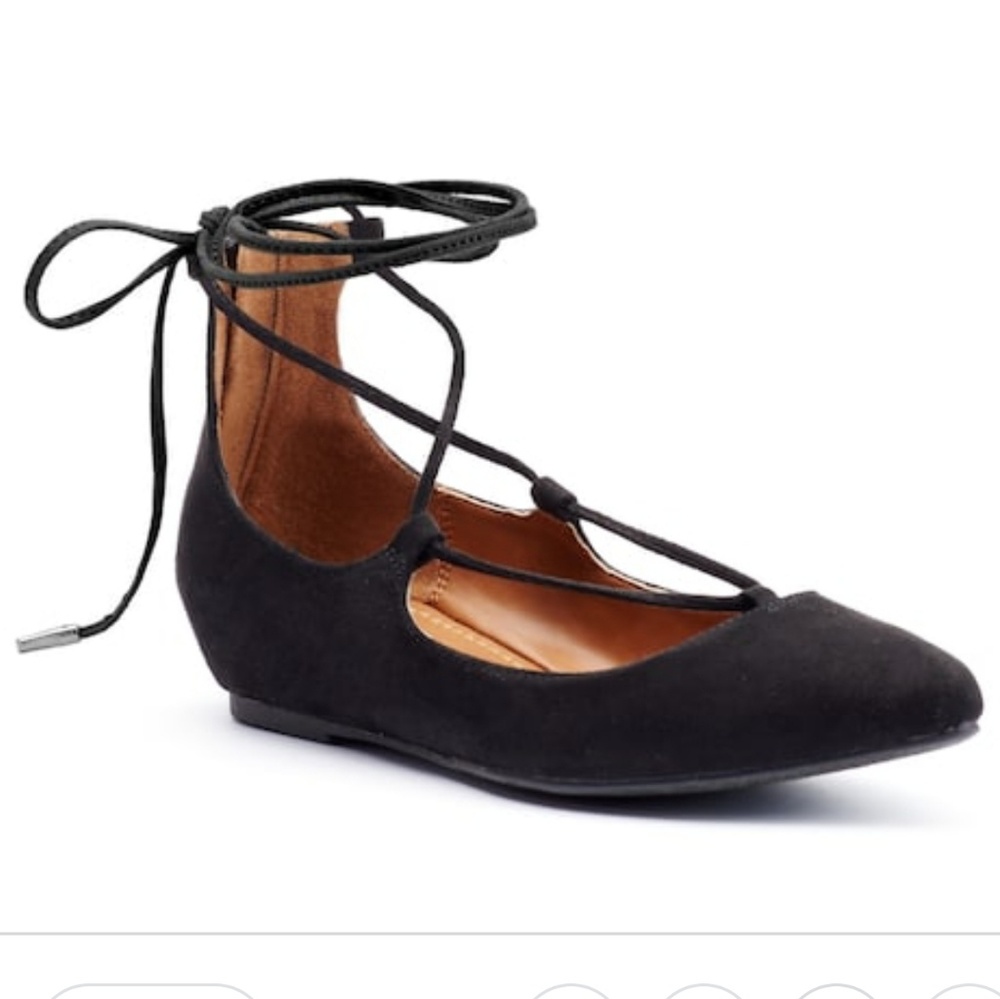 Candies feux suede ankle strap flats
